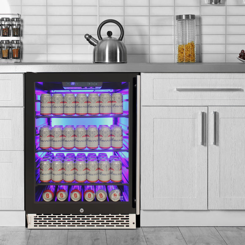 Vinotemp Backlit Series Commercial Beverage Cooler, Left Hinge, 117 Can Capacity, in Black EL-54BCCOMM-L