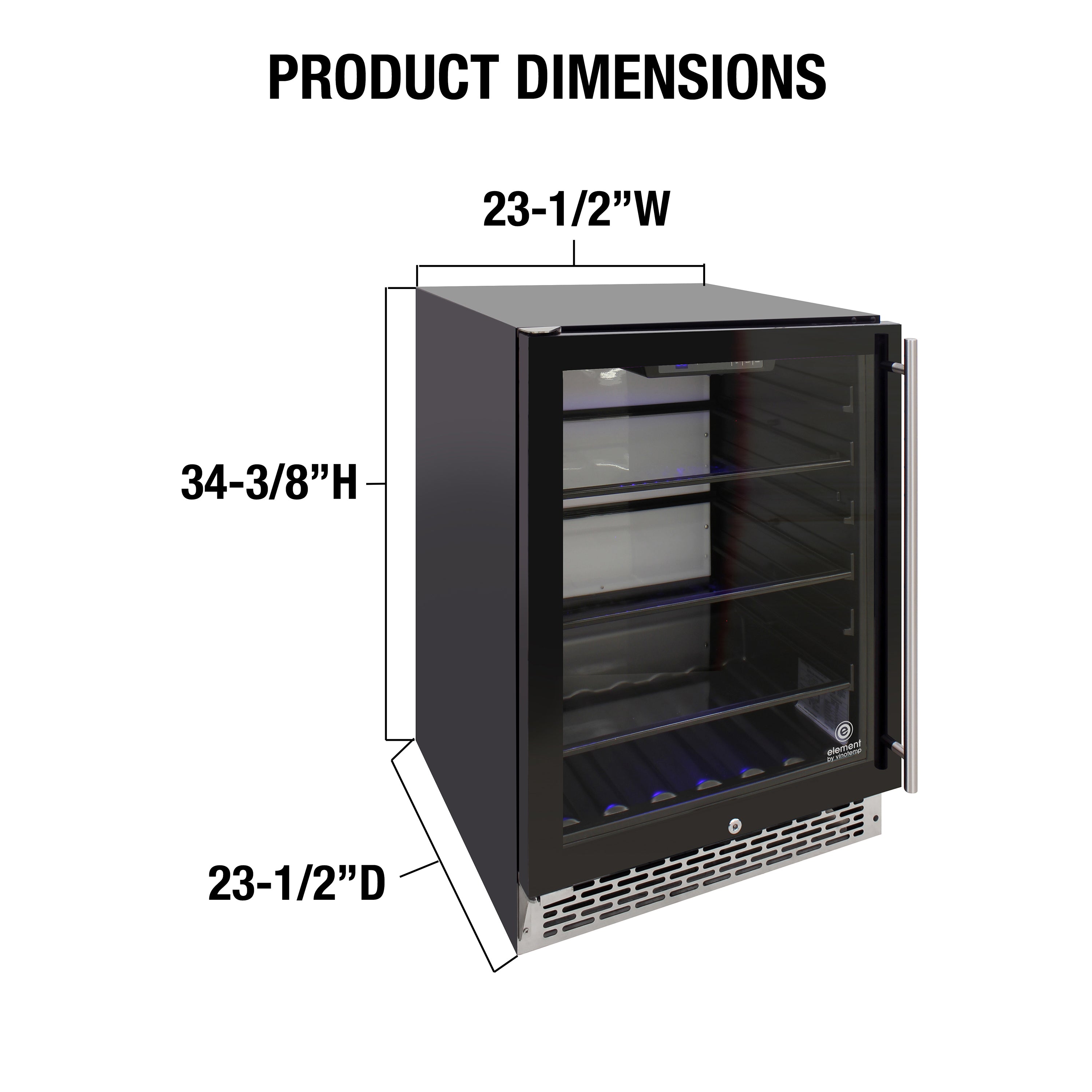 Vinotemp Backlit Series Commercial Beverage Cooler, Left Hinge, 117 Can Capacity, in Black EL-54BCCOMM-L