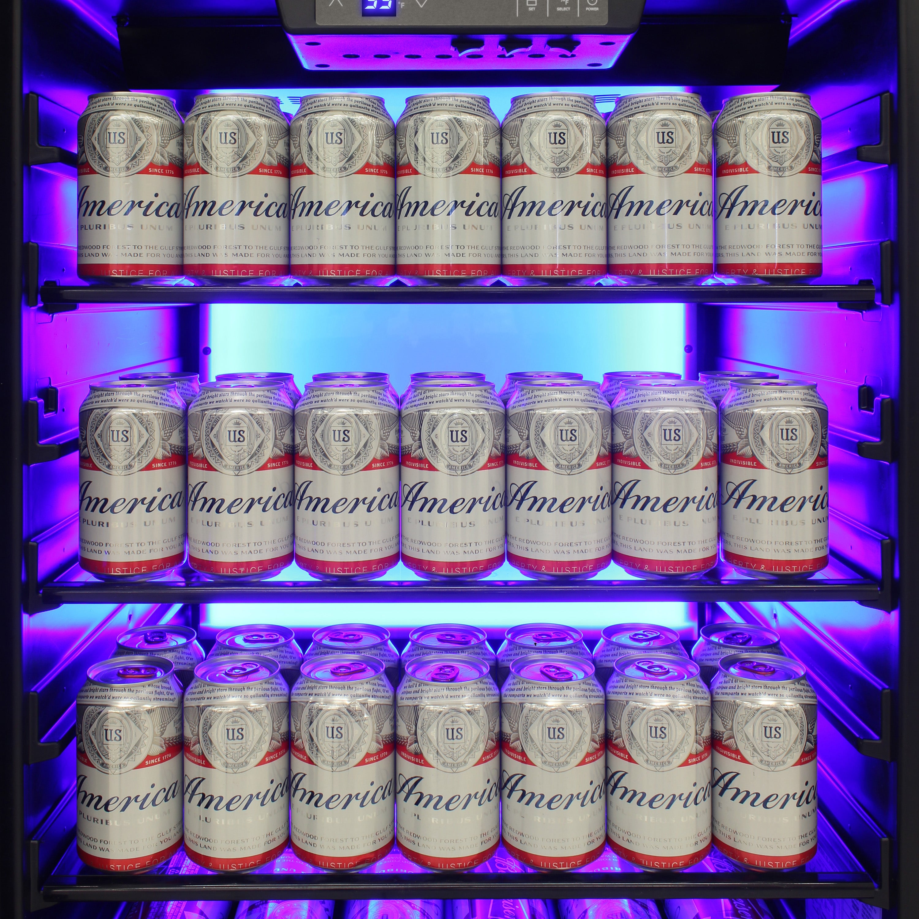 Vinotemp Backlit Series Commercial Beverage Cooler, Left Hinge, 117 Can Capacity, in Black EL-54BCCOMM-L