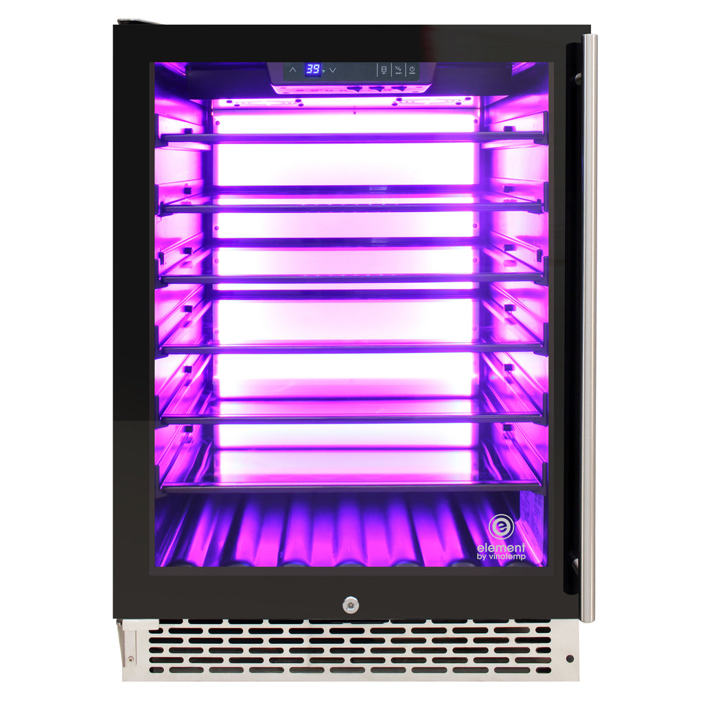 Vinotemp Backlit Series Commercial Beverage Cooler, Left Hinge, 117 Can Capacity, in Black EL-54BCCOMM-L