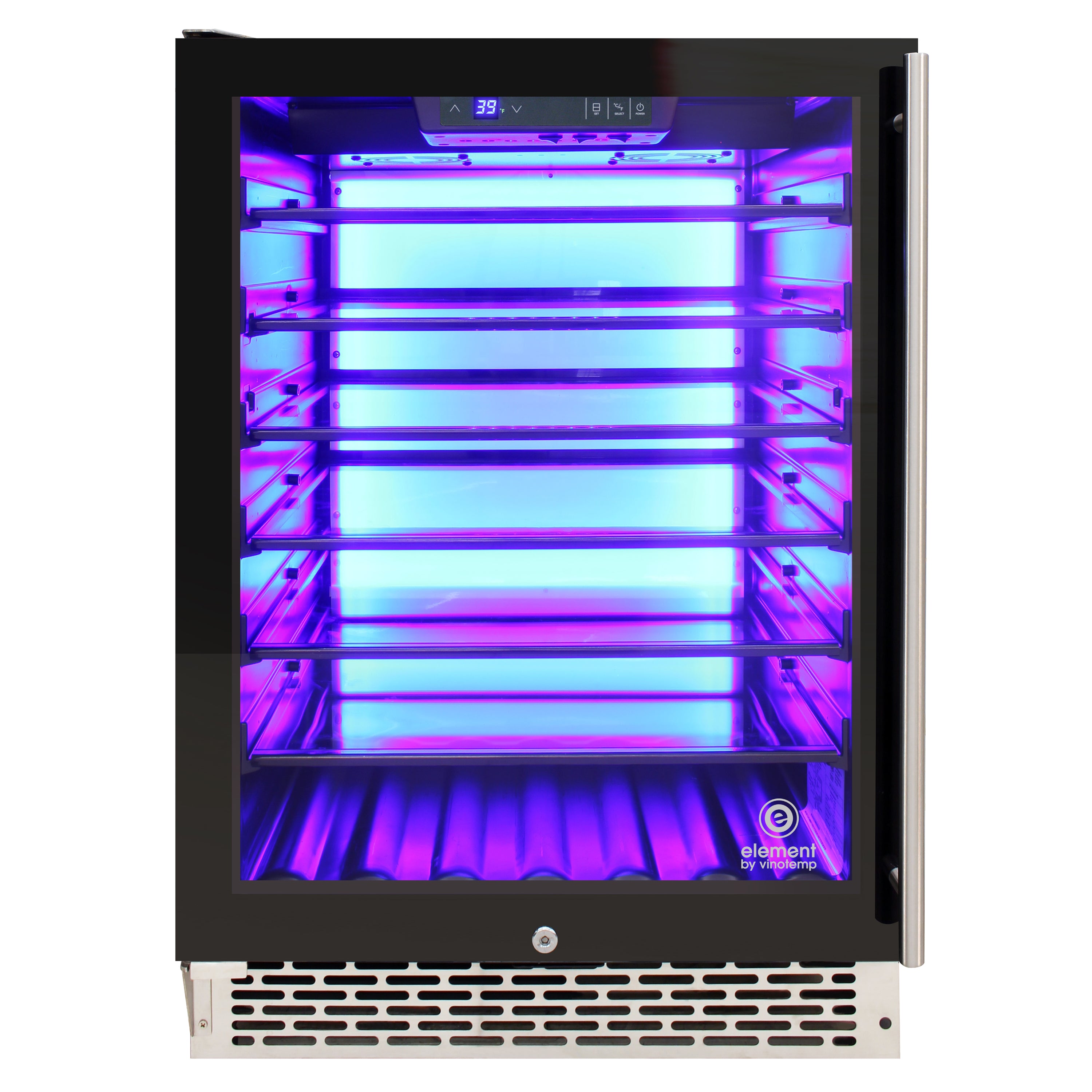 Vinotemp Backlit Series Commercial Beverage Cooler, Left Hinge, 117 Can Capacity, in Black EL-54BCCOMM-L