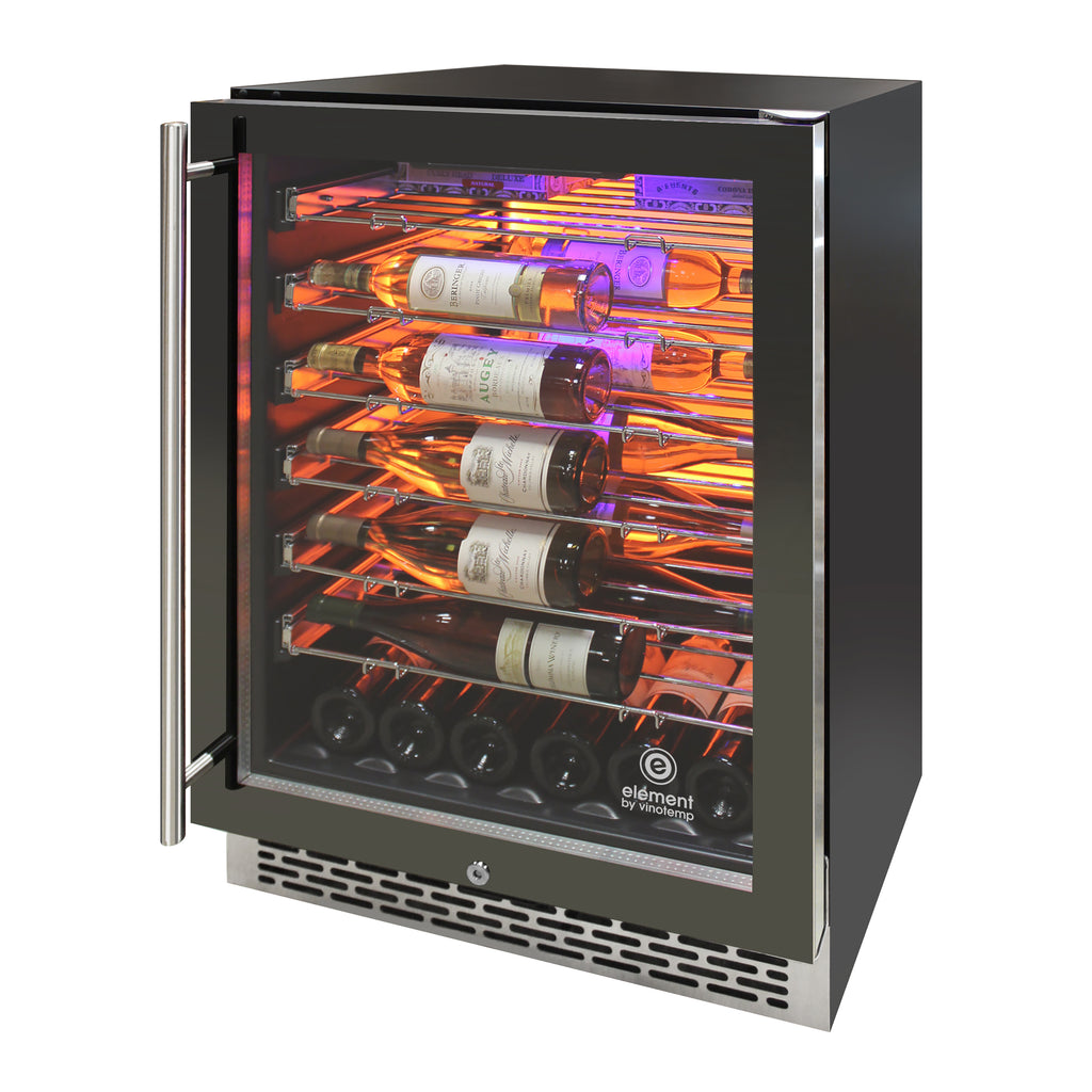 Vinotemp Backlit Series Commercial Single-Zone Wine Cooler, 41 Bottle Capacity, in Black EL-54COMM