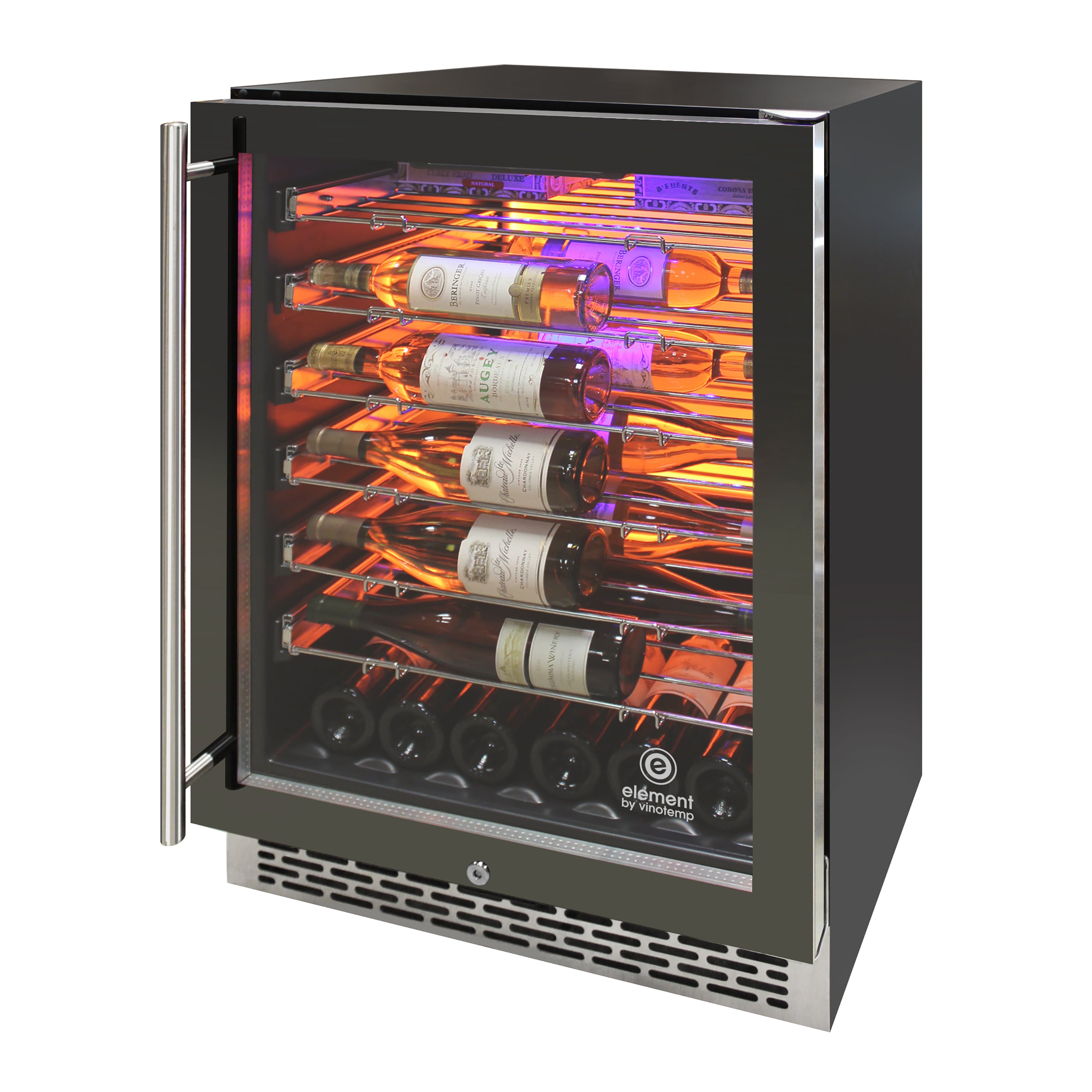 Vinotemp Backlit Series Commercial Single-Zone Wine Cooler, 41 Bottle Capacity, in Black EL-54COMM