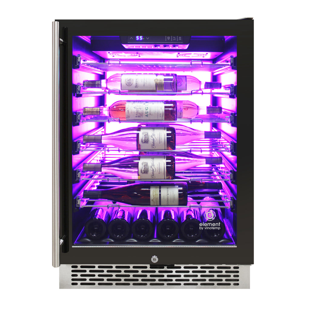 Vinotemp Backlit Series Commercial Single-Zone Wine Cooler, 41 Bottle Capacity, in Black EL-54COMM