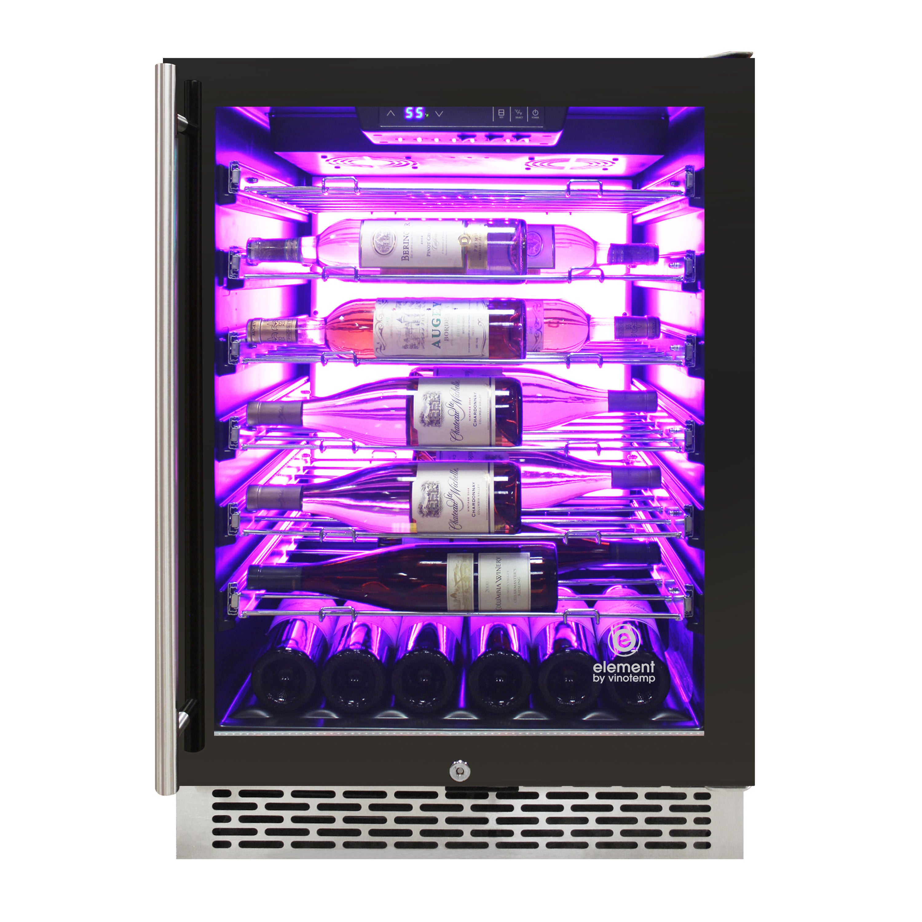 Vinotemp Backlit Series Commercial Single-Zone Wine Cooler, 41 Bottle Capacity, in Black EL-54COMM
