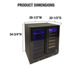 Vinotemp Butler Series Wine and Beverage Cooler, 33 Bottle and 101 12 oz Can Capacity, in Black  EL-BWC101-01