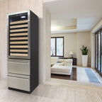 Vinotemp Connoisseur Series Dual-Zone Wine and 2 Drawer Beverage Cooler, 108 Bottles and 100 12 oz Can Capacity, in Stainless Steel EL-BWC108-SS-L