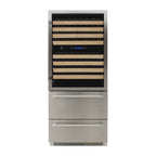 Vinotemp Connoisseur Series Triple-Zone Wine and 2 Drawer Beverage Cooler, 135 Bottle Capacity, in Stainless Steel EL-BWC30TB-S