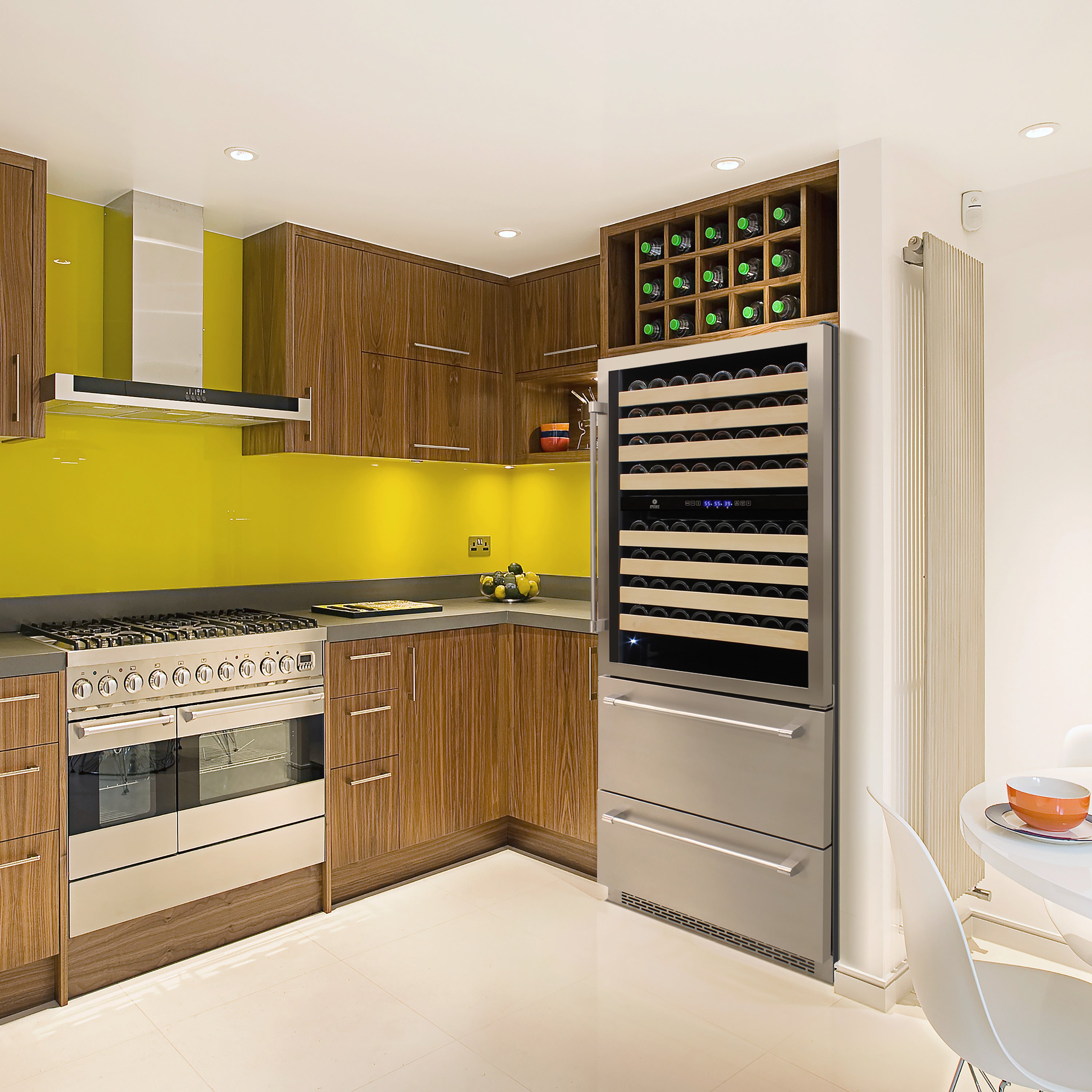 Vinotemp Connoisseur Series Triple-Zone Wine and 2 Drawer Beverage Cooler, 135 Bottle Capacity, in Stainless Steel EL-BWC30TB-S