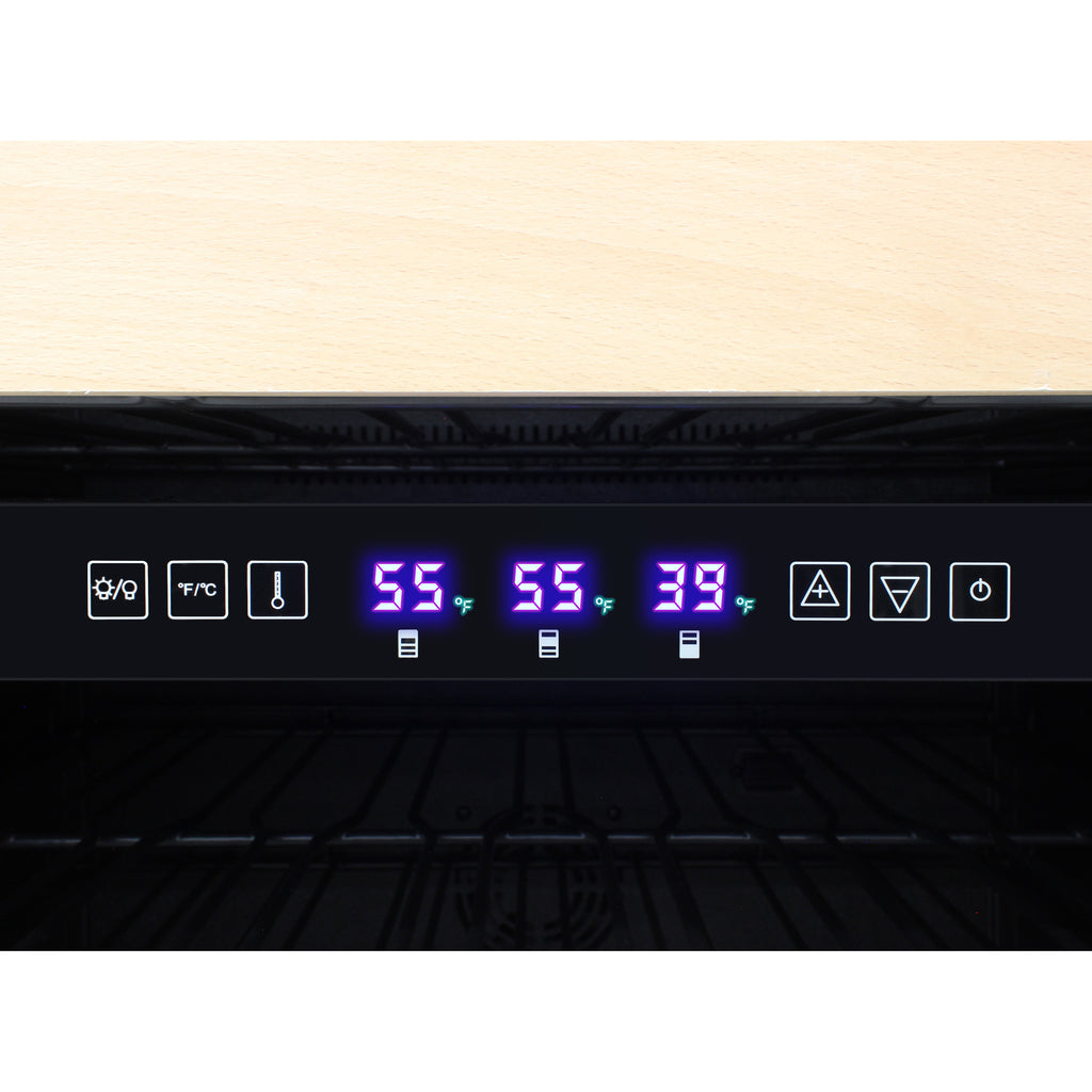 Vinotemp Connoisseur Series Triple-Zone Wine and 2 Drawer Beverage Cooler, 135 Bottle Capacity, in Stainless Steel EL-BWC30TB-S