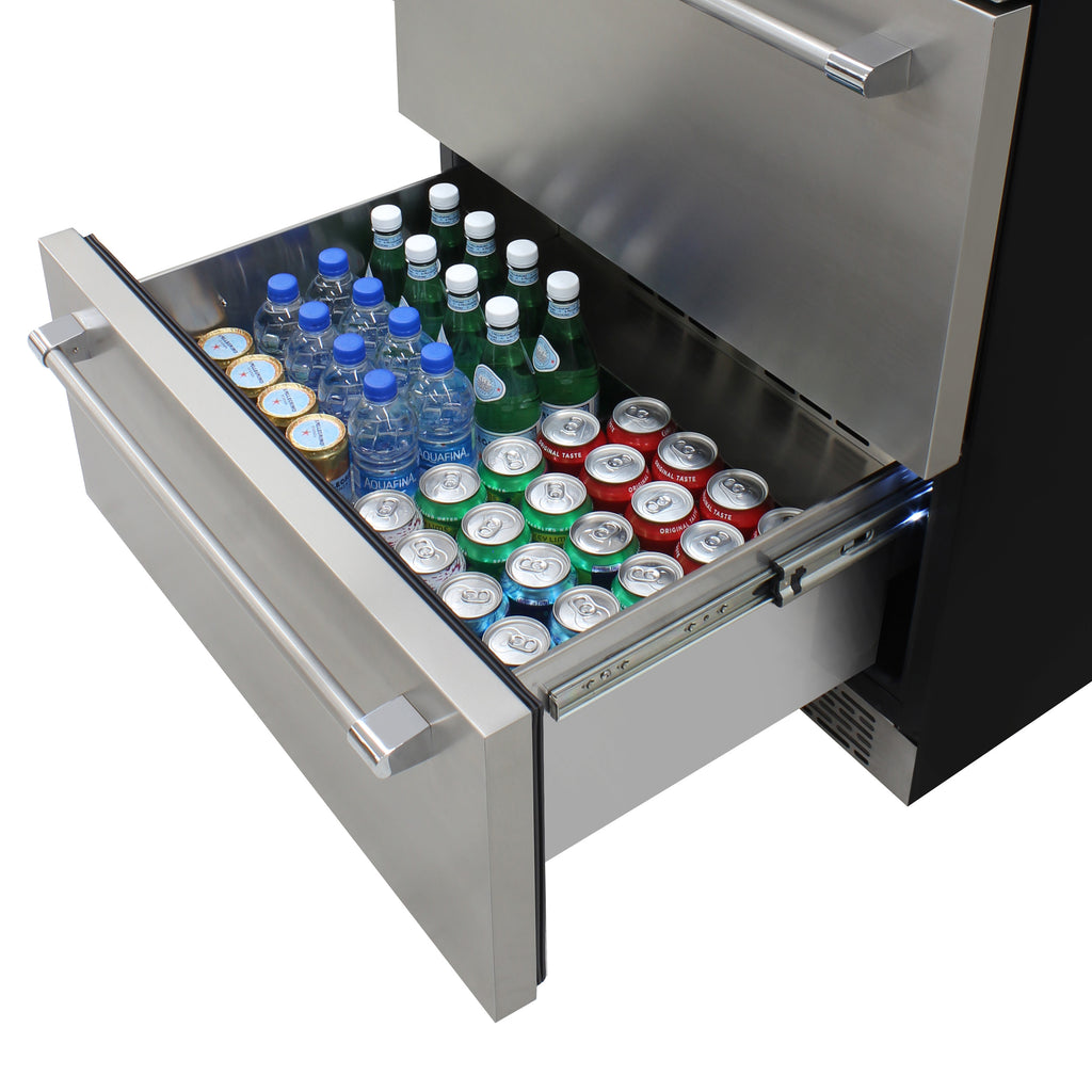 Vinotemp Connoisseur Series Triple-Zone Wine and 2 Drawer Beverage Cooler, 135 Bottle Capacity, in Stainless Steel EL-BWC30TB-S