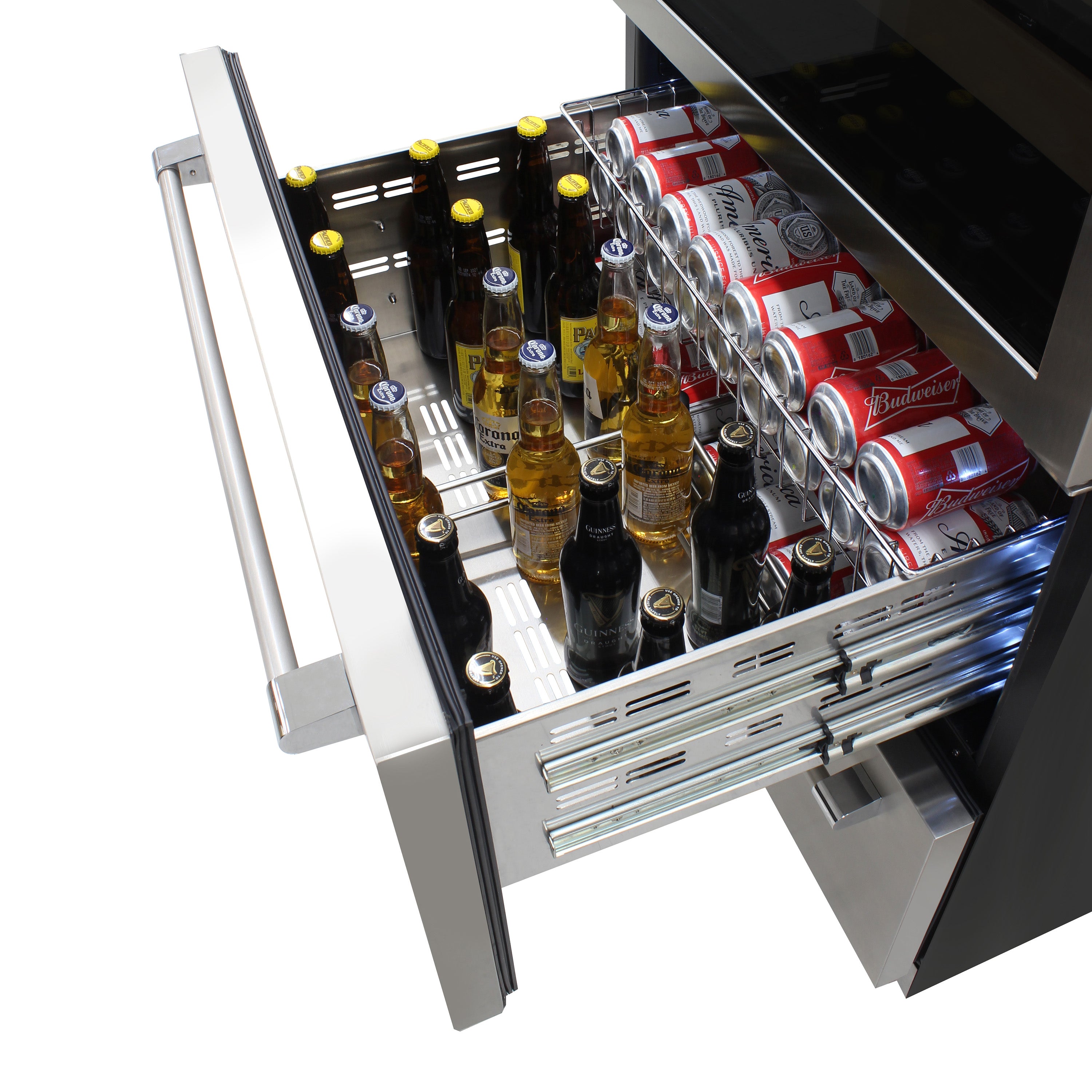 Vinotemp Connoisseur Series Triple-Zone Wine and 2 Drawer Beverage Cooler, 135 Bottle Capacity, in Stainless Steel EL-BWC30TB-S