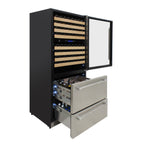 Vinotemp Connoisseur Series Triple-Zone Wine and 2 Drawer Beverage Cooler, 135 Bottle Capacity, in Stainless Steel EL-BWC30TB-S