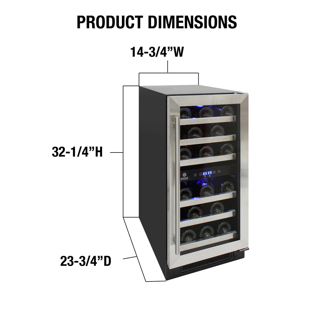 Vinotemp Connoisseur Series Compact 28-Bottle Dual-Zone Wine Cooler EL-WCU113-03
