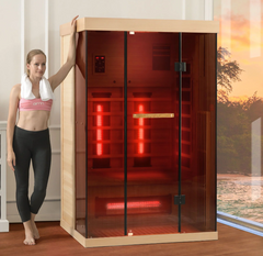 EROMMY Infrared Sauna 2 Person with Chromotherapy Heater for Home or Gym EY-WGAH002MS