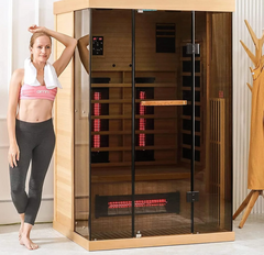 EROMMY Infrared Sauna 2 Person with Chromotherapy Heater for Home or Gym EY-WGAH002MS