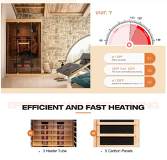 EROMMY Infrared Sauna 2 Person with Chromotherapy Heater for Home or Gym EY-WGAH002MS