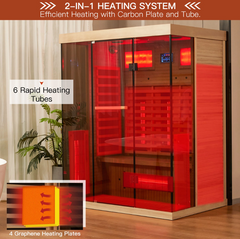 EROMMY Infrared Sauna 3 Person with Full Spectrum Heaters for Home or Gym  EY-WGAH003MS