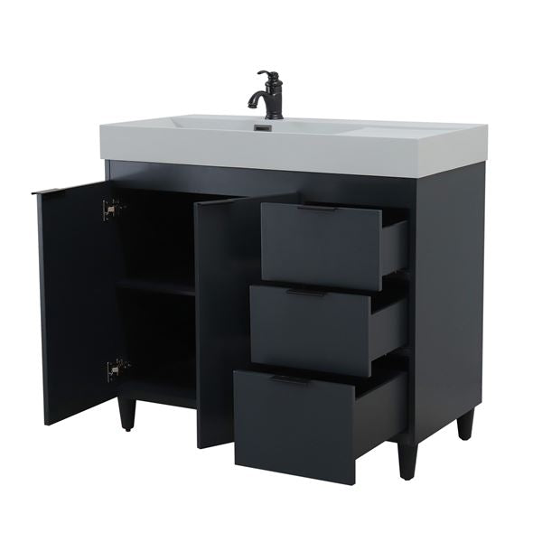 Bellaterra Evora 39 in. Single Sink Vanity in Dark Gray with Composite Granite Sink Top G3918-DG-FG