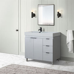 Bellaterra Evora 39 in. Single Sink Vanity in French Gray with Composite Granite Sink Top G3918-FG-FG
