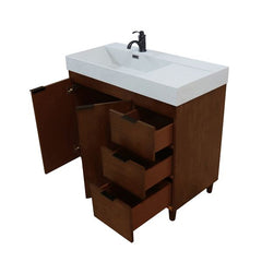 Bellaterra Evora 39 in. Single Sink Vanity in Walnut with Composite Granite Top G3918-WA-FG