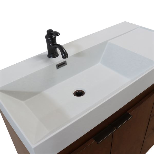 Bellaterra Evora 39 in. Single Sink Vanity in Walnut with Composite Granite Top G3918-WA-FG