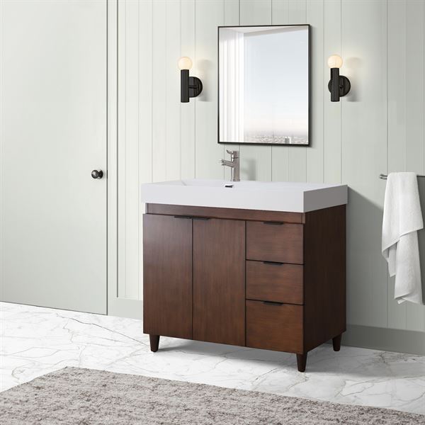 Bellaterra Evora 39 in. Single Sink Vanity in Walnut with Composite Granite Top G3918-WA-FG