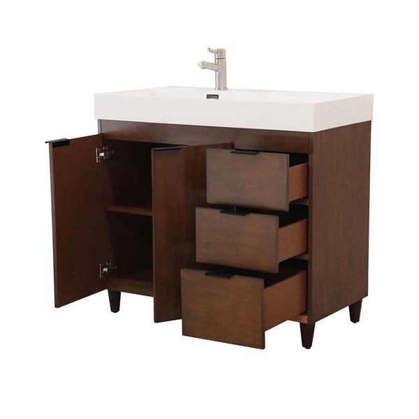 Bellaterra Evora 39 in. Single Sink Vanity in Walnut with Composite Granite Top G3918-WA-FG