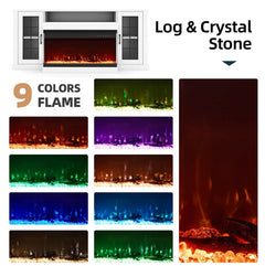 EROMMY 70 Inch 3-sided Glass Fireplace TV Stand with 9 Colors - White WQHM-052WH-A-WQHM-052BK-B-SP-EY-US