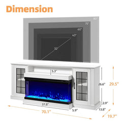 EROMMY 70 Inch 3-sided Glass Fireplace TV Stand with 9 Colors - White WQHM-052WH-A-WQHM-052BK-B-SP-EY-US