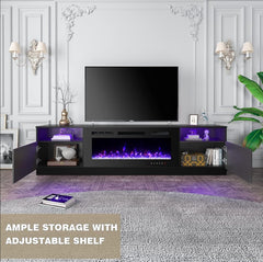 EROMMY 80 inch TV Stand with 40 inch Electric Fireplace SP-EY-US-WQHM-021BK