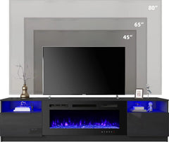 EROMMY 80 inch TV Stand with 40 inch Electric Fireplace SP-EY-US-WQHM-021BK