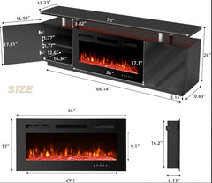 EROMMY 70 inch TV Entertainment Center with Fireplace SP-EY-US-WQHM-022BK