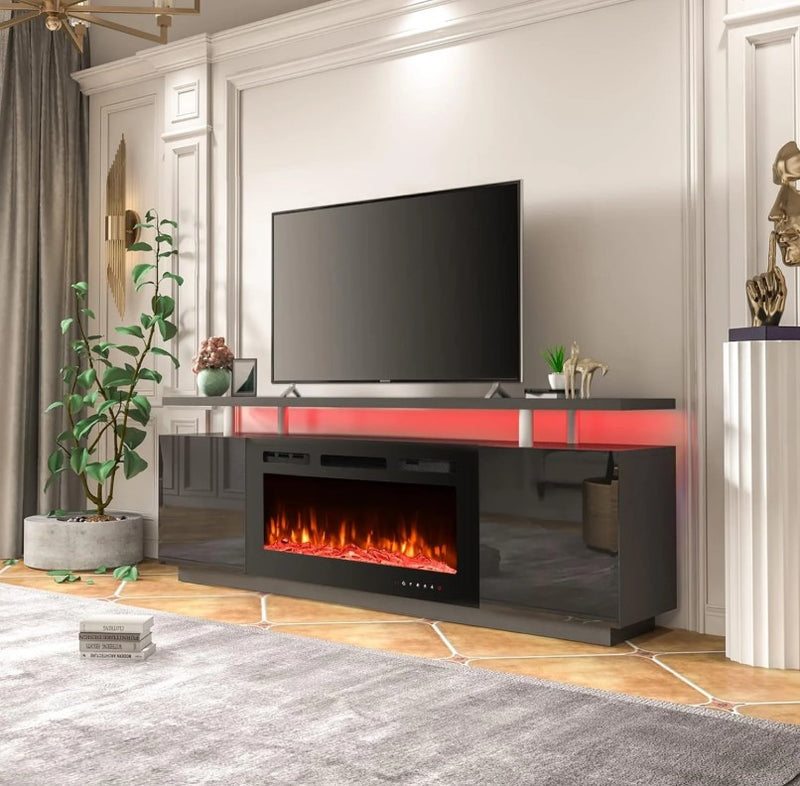 EROMMY 70 inch TV Entertainment Center with Fireplace SP-EY-US-WQHM-022BK