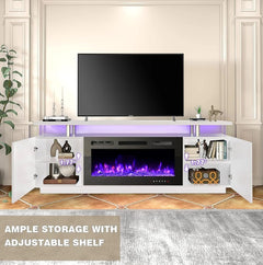 EROMMY 70 inch TV Entertainment Center with Fireplace SP-EY-US-WQHM-022BK