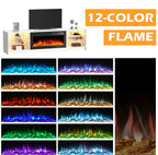 EROMMY 79 Inch Contemporary Electric Fireplace TV Stand with LED Lights – White WQHM-137WH-A-WQHM-137BK-B-SP-EY-US