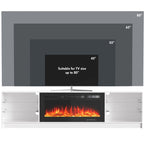 EROMMY 79 Inch Contemporary Electric Fireplace TV Stand with LED Lights – White WQHM-137WH-A-WQHM-137BK-B-SP-EY-US