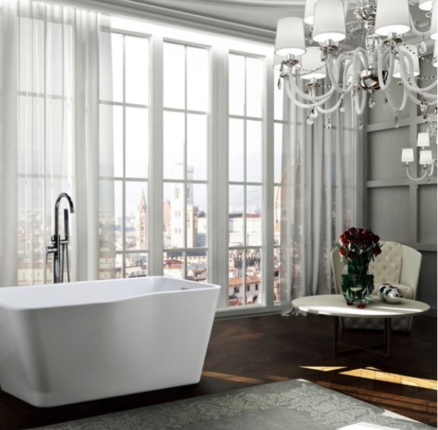Bellaterra Florence 59 in. Freestanding Bathtub in Glossy White BA6818