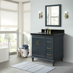 Bellaterra Forli 37 in. Single Vanity in Dark Gray Finish with Black Galaxy Counter- Left Door/Left Sink 400800-37L-DG-BGOL