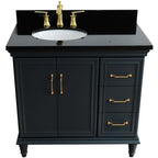 Bellaterra Forli 37 in. Single Vanity in Dark Gray Finish with Black Galaxy Counter- Left Door/Left Sink 400800-37L-DG-BGOL