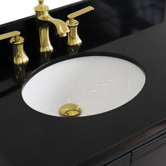 Bellaterra Forli 37 in. Single Vanity in Dark Gray Finish with Black Galaxy Counter- Left Door/Left Sink 400800-37L-DG-BGOL