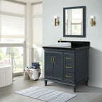 Bellaterra Forli 37 in. Single Vanity in Dark Gray Finish with Black Galaxy Counter- Left Door/Left Sink 400800-37L-DG-BGOL