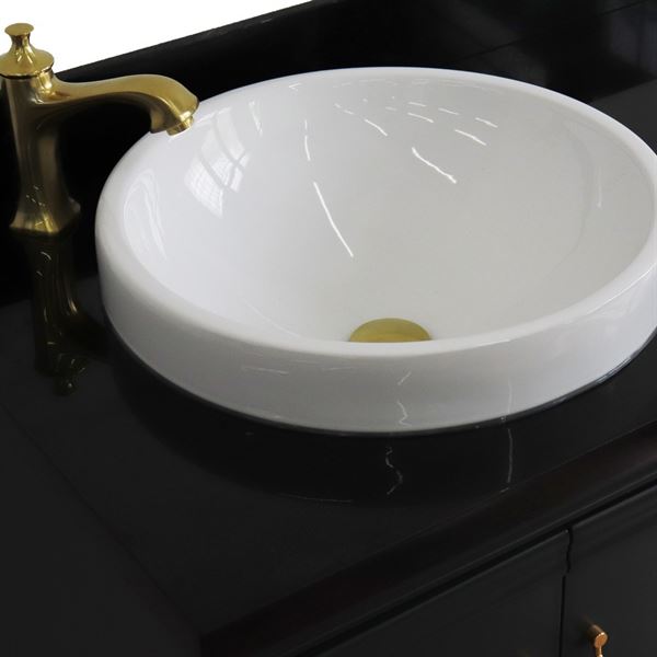 Bellaterra Forli 37 in. Single Vanity in Dark Gray Finish with Black Galaxy Counter- Left Door/Left Sink 400800-37L-DG-BGOL