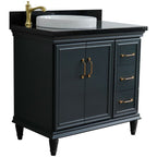 Bellaterra Forli 37 in. Single Vanity in Dark Gray Finish with Black Galaxy Counter- Left Door/Left Sink 400800-37L-DG-BGOL