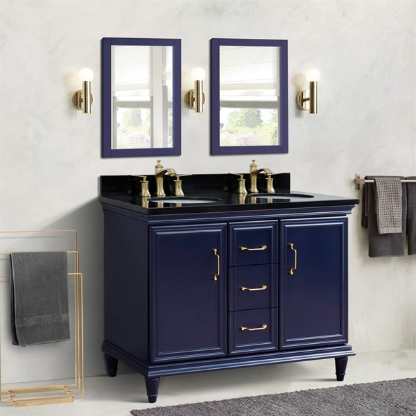 Bellaterra Forli 49 in. Double Vanity in Blue Finish with Countertop and Sinks 400800-49D-BU-BGO