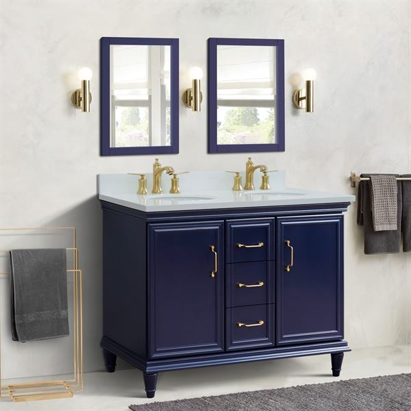Bellaterra Forli 49 in. Double Vanity in Blue Finish with Countertop and Sinks 400800-49D-BU-BGO