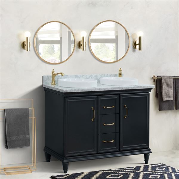 Bellaterra Forli 49 in. Double Vanity in Dark Gray Finish with Countertop and Sinks 400800-49D-DG-BGO