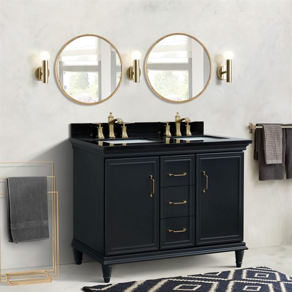 Bellaterra Forli 49 in. Double Vanity in Dark Gray Finish with Countertop and Sinks 400800-49D-DG-BGO