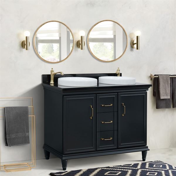 Bellaterra Forli 49 in. Double Vanity in Dark Gray Finish with Countertop and Sinks 400800-49D-DG-BGO