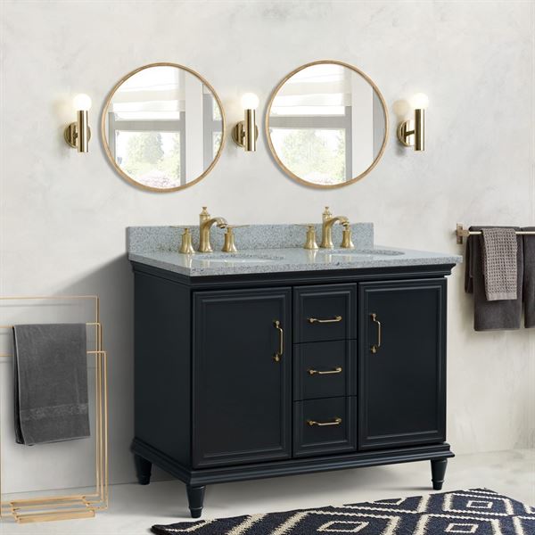 Bellaterra Forli 49 in. Double Vanity in Dark Gray Finish with Countertop and Sinks 400800-49D-DG-BGO